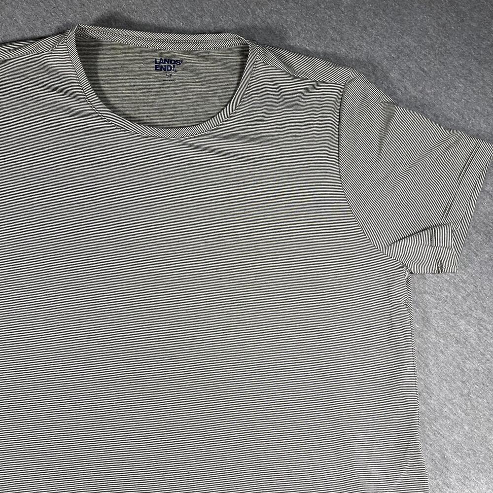 New Lands' End Men's Large Striped Short Sleeve T-Shirt Size Stretchy